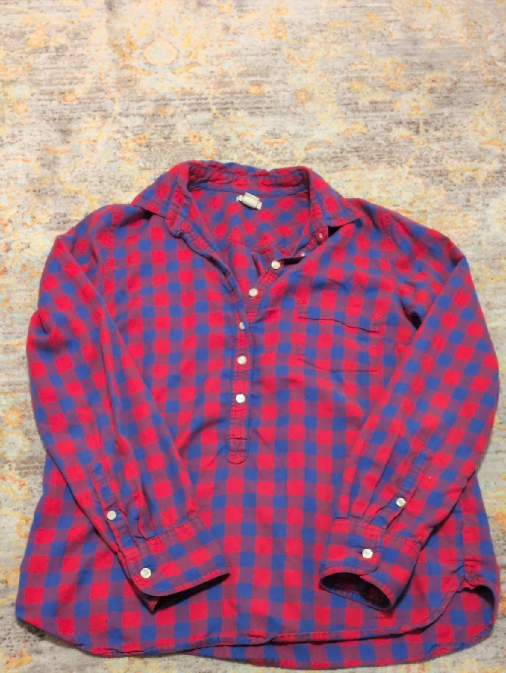 J. Crew Red and Blue Plaid Long-Sleeve Button-Down Shirt
